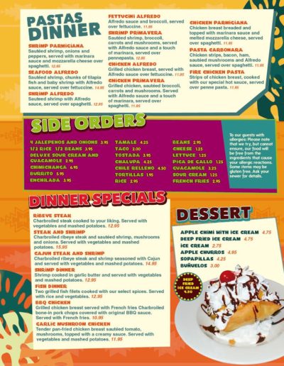 Menu - Acapulco Restaurant & Cantina